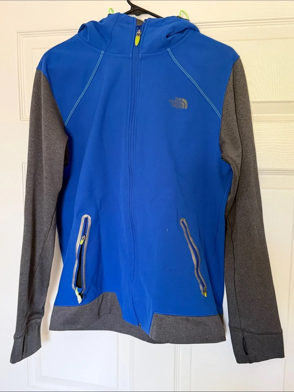 The North Face Royal Blue and Gray Full‑Zip Hooded Jacket